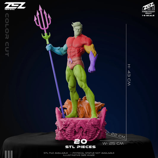 Aquaman DC statue with interchangeable heads and hands, 43 cm tall