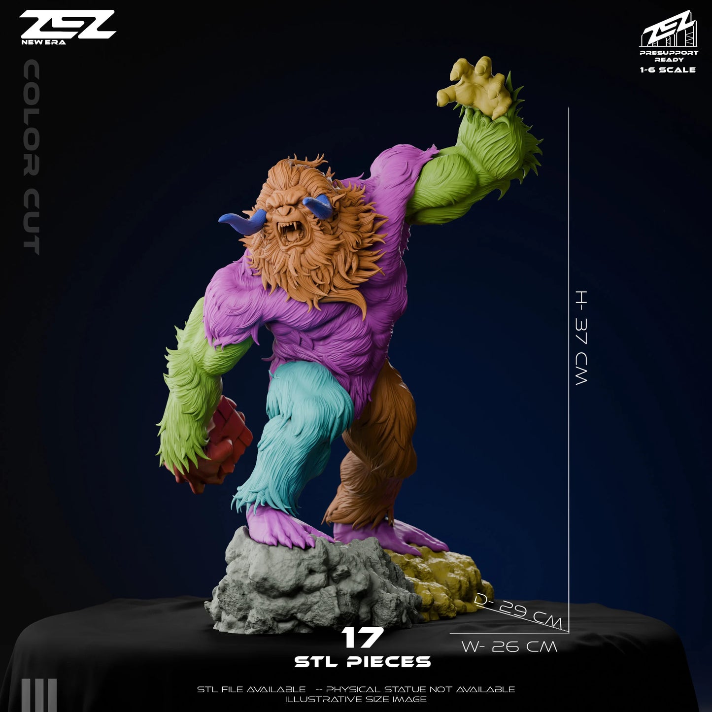 Yeti DC Comics bust with snarling expression, heavy fur texture, horned monster head and shoulders display collectible