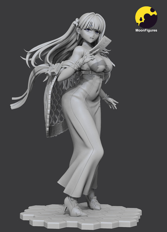 Arcana Goddess of Victory Nikke 1:10 scale collectible figure grayscale render front angle