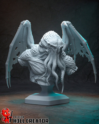 Cthulhu Lovecraftian horror 1:150 scale resin bust wings extended tentacles sculpted collectible