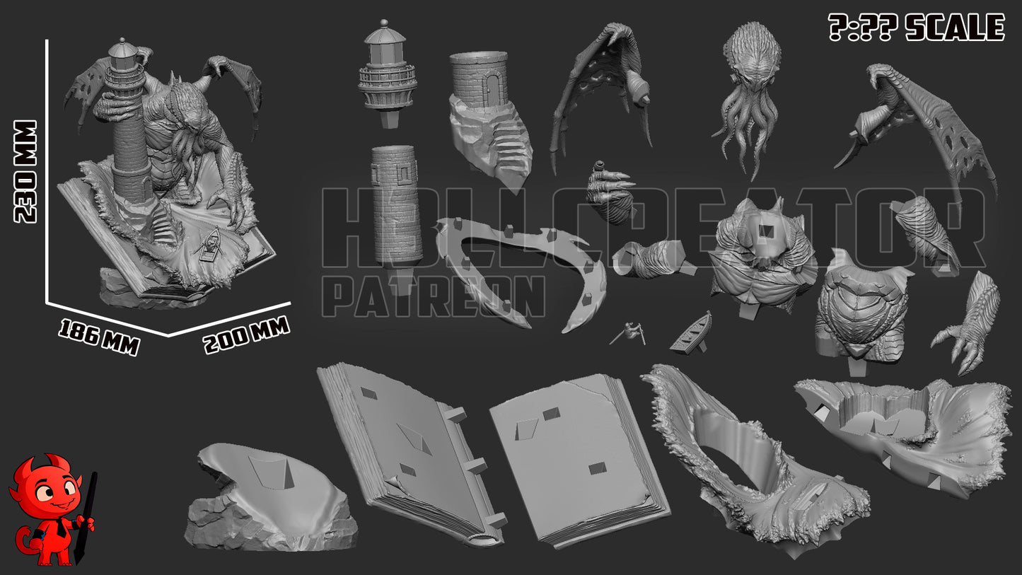 Cthulhu 1:150 scale resin statue dimensions 230mm height 200mm width 186mm length