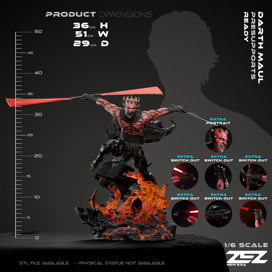 Darth Maul Star Wars Sith Lord 1-6 Scale Figure Dimensions and Scale Comparison