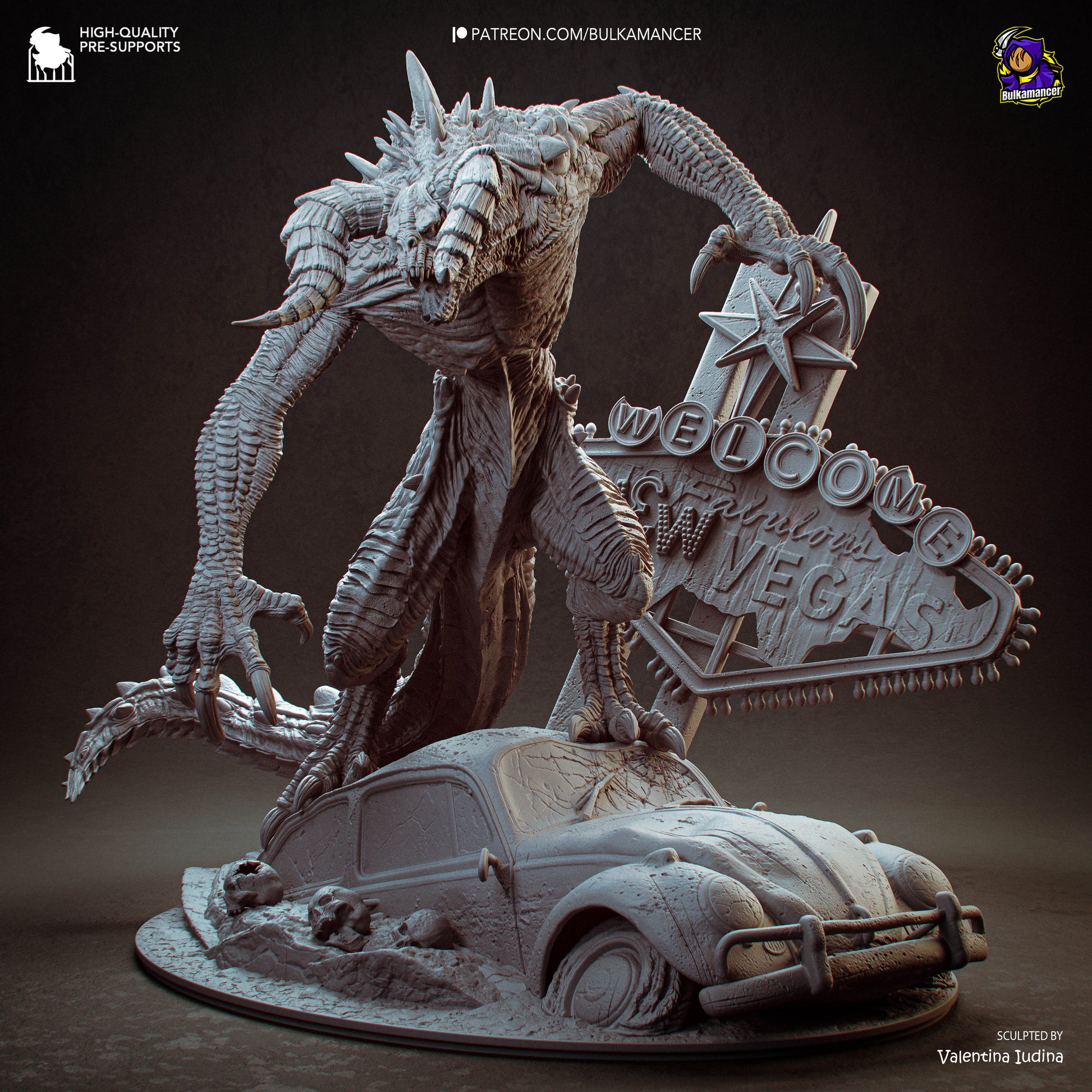 Deathclaw Fallout 1:8 scale resin collector statue unpainted grey dynamic pose Welcome to New Vegas diorama display collectible