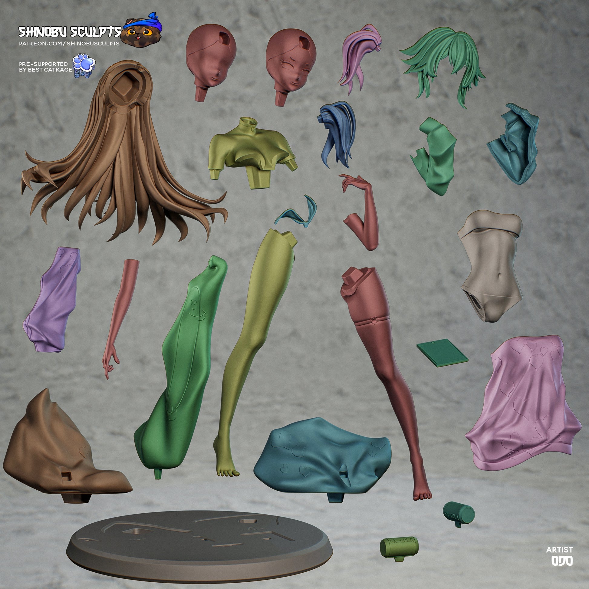 Florence Girls’ Frontline 2 Exilium collectible figure exploded view modular parts hair options arms legs clothing base accessories