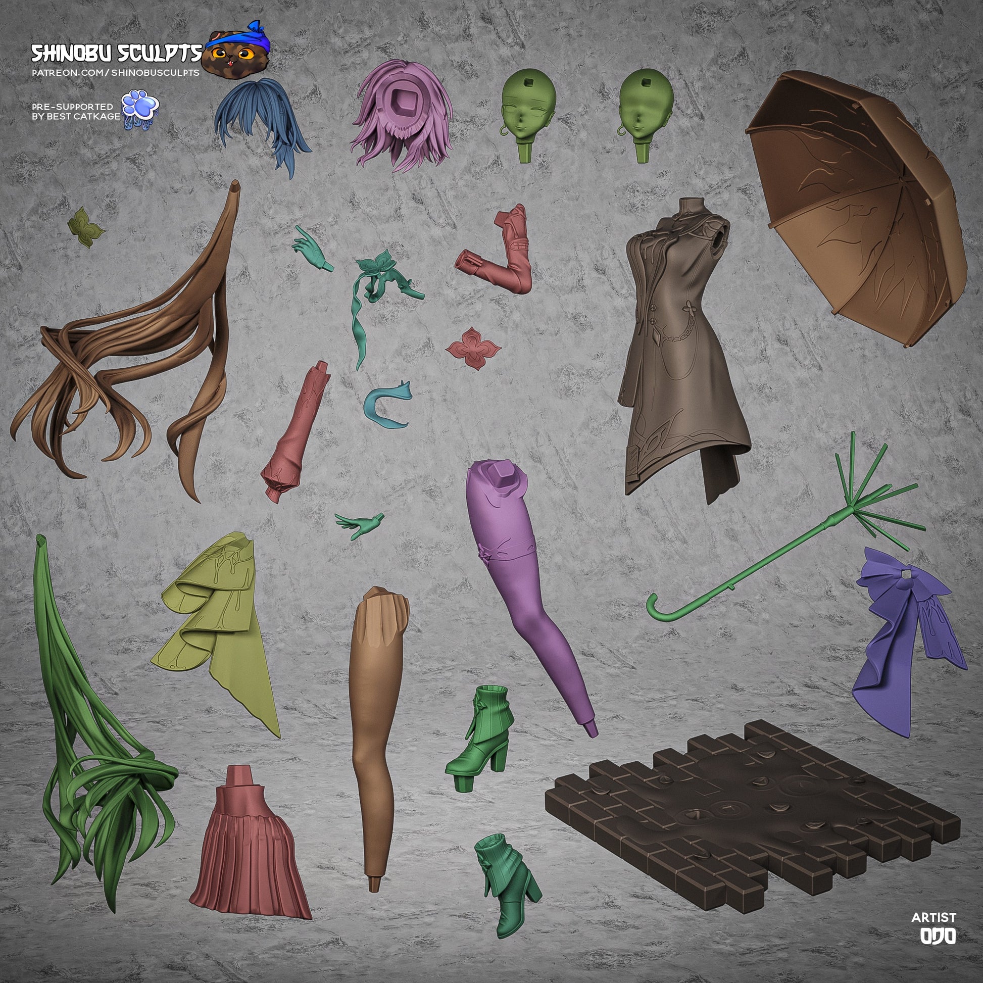 Everknight Honkai Star Rail figure unassembled parts layout modular collectible components