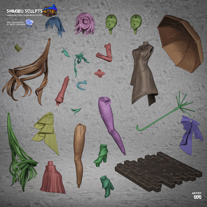 Everknight Honkai Star Rail figure unassembled parts layout modular collectible components