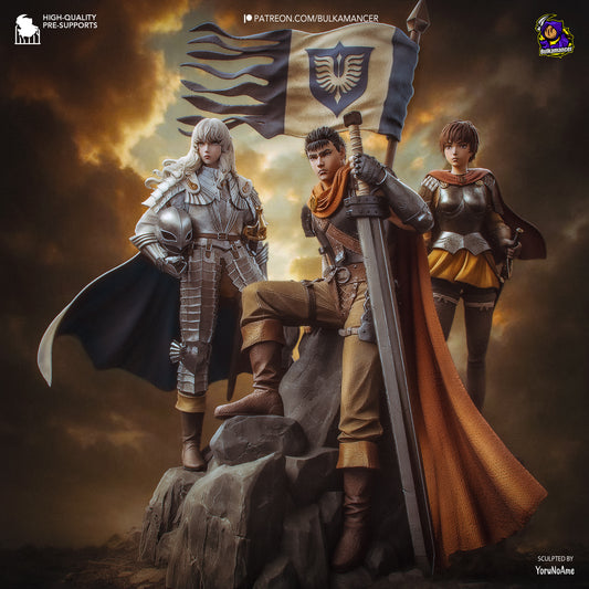 Berserk Golden Age Arc diorama painted 1:8 scale collectible figures Casca Guts Griffith battlefield scene