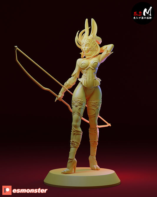 Fran Final Fantasy XII figure, Viera archer statue, bow weapon pose, armored female fantasy character, anime resin figure, 1:6 scale collectible