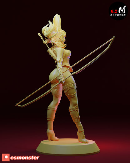 Fran Final Fantasy XII rear view statue, Viera archer figure, back pose, long ears fantasy character, anime game collectible