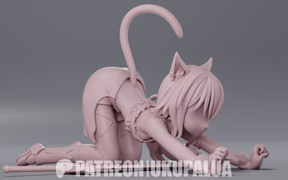 Fran Reincarnated as a Sword 1:7 scale figure angled view dynamic pose fantasy sword and feline companion