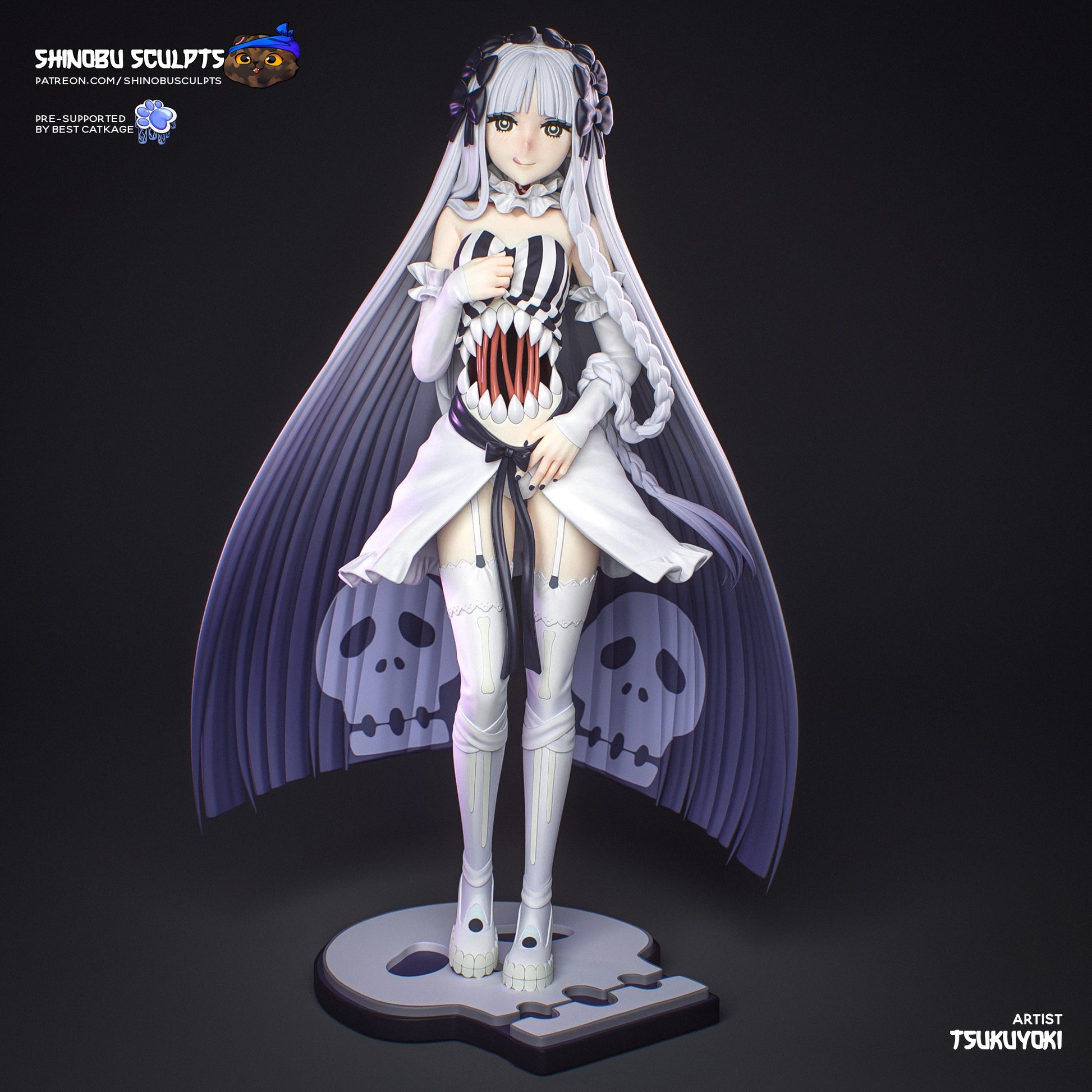 francesca fate strange fake painted statue anime gothic character open mouth chest monster detail resin display figure