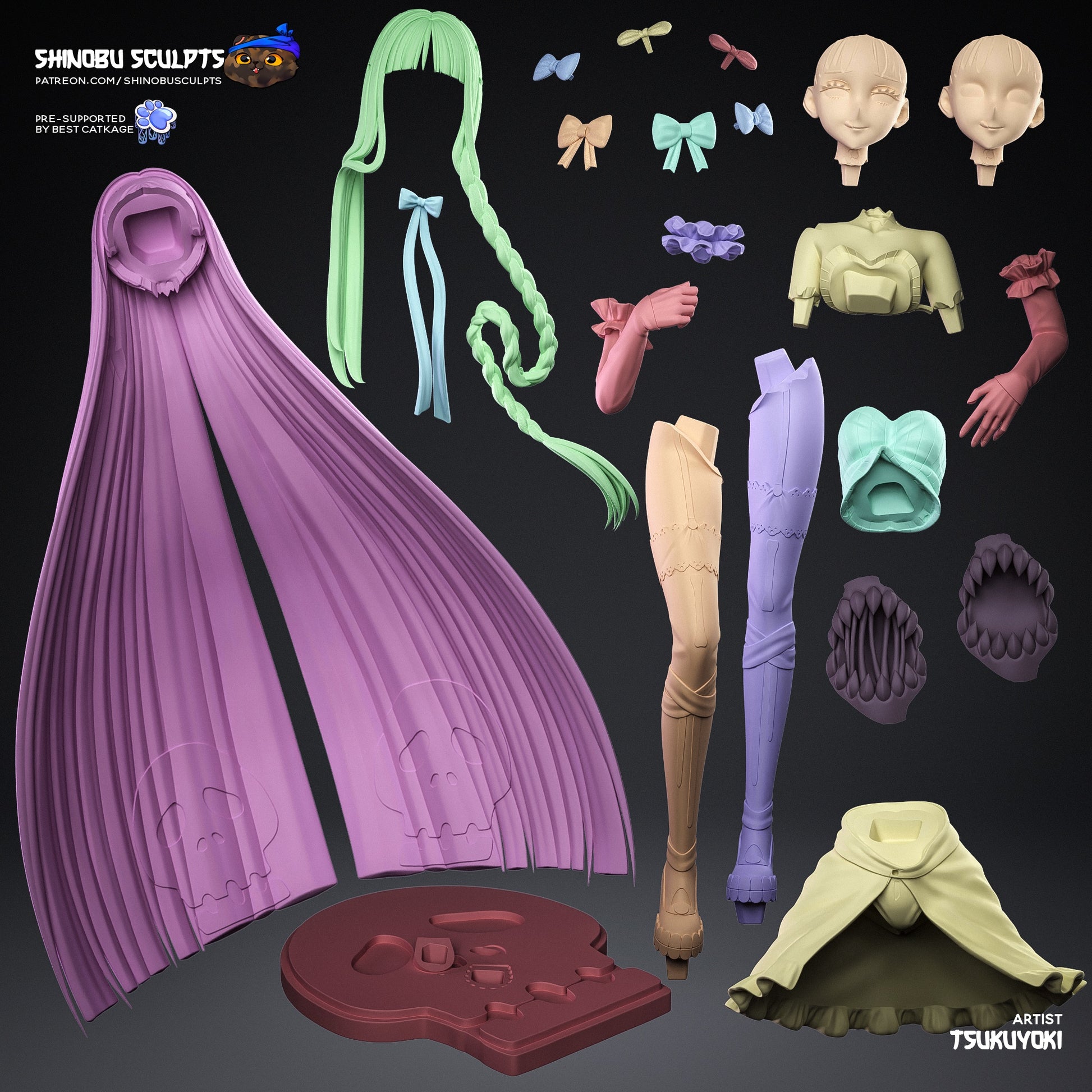 francesca fate strange fake statue parts breakdown interchangeable head hair arms accessories resin kit anime figure