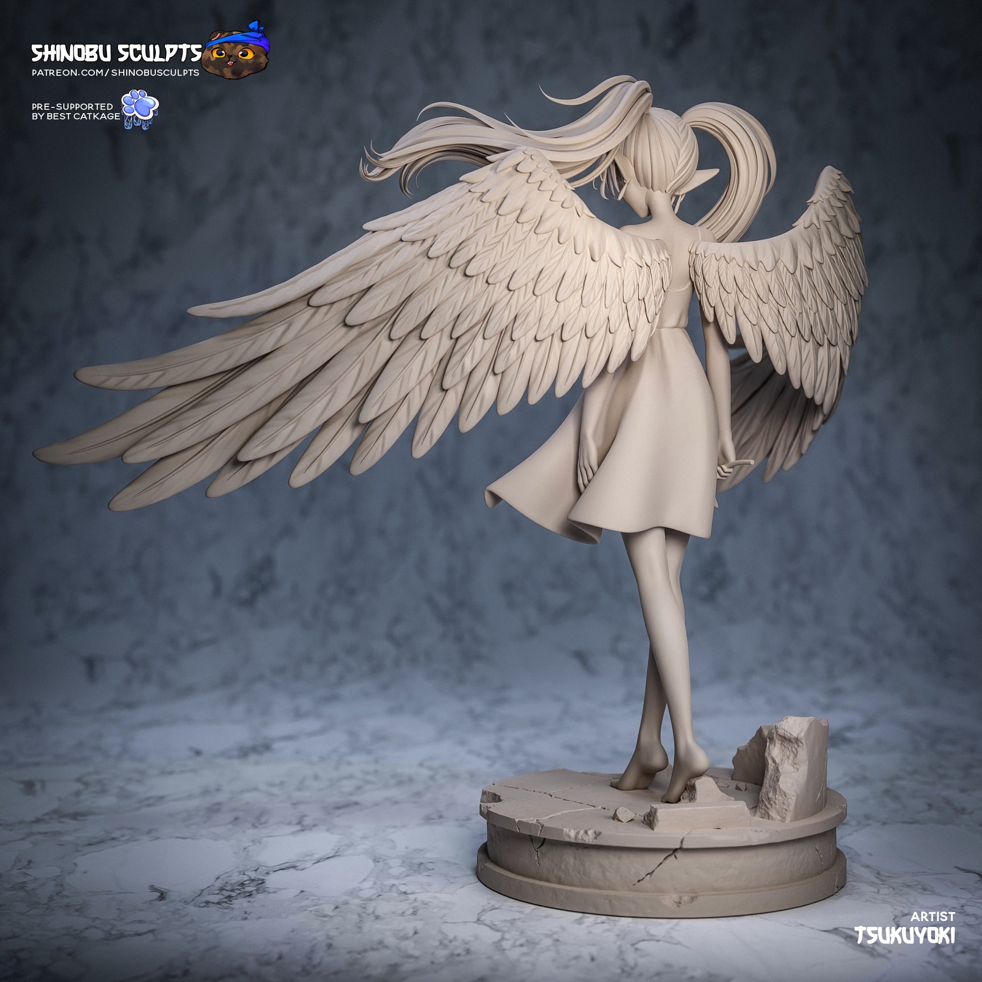 frieren wings detail back view resin collectible