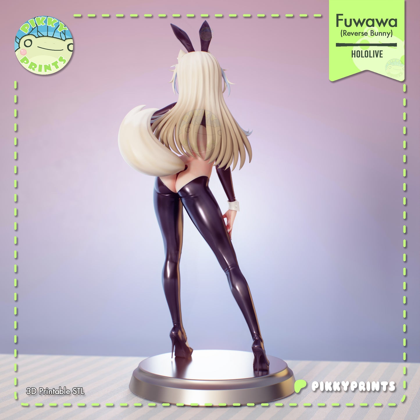 Fuwawa Hololive 1:7 scale resin statue reverse bunny back view long blonde hair bunny ears high heels display base anime collectible