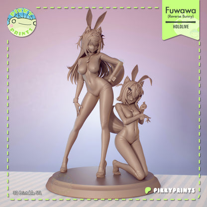 Fuwawa Mococo Hololive 1:7 scale resin diorama nude grey render alternate body option anime VTuber collectible display