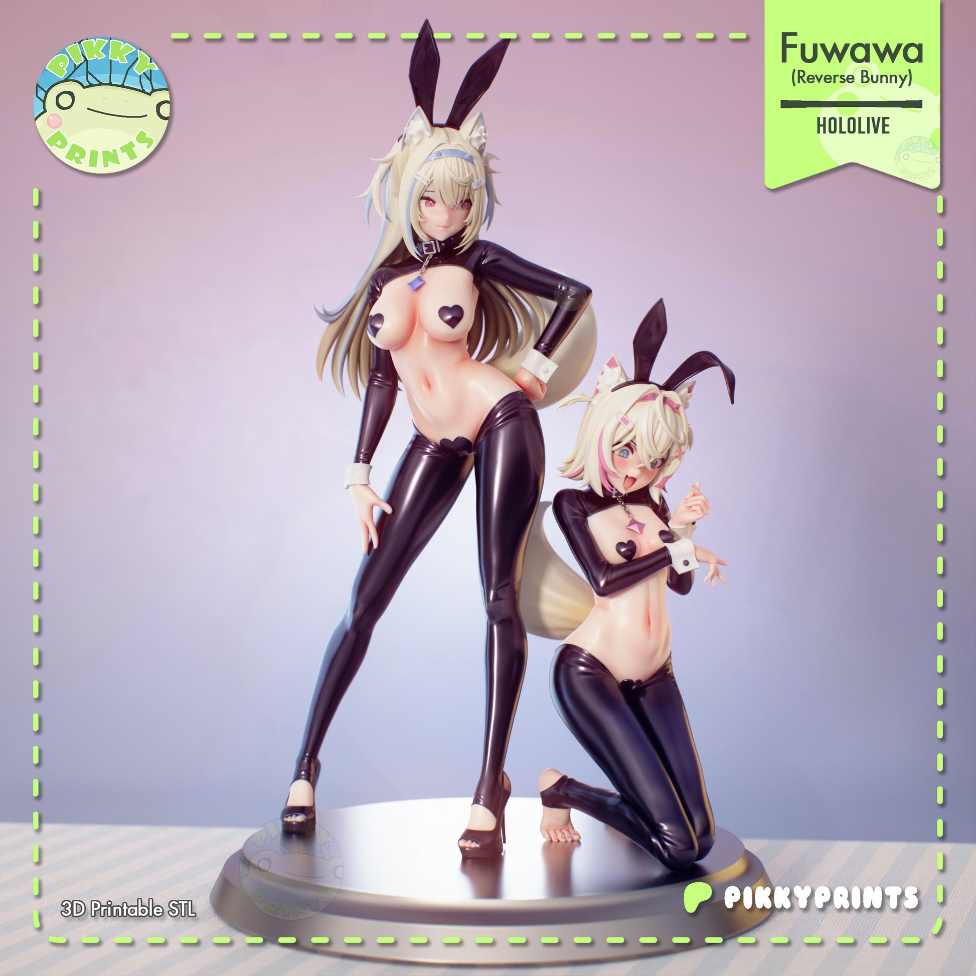 Fuwawa Mococo Hololive 1:7 scale resin diorama reverse bunny painted version twin VTuber anime collectible shared base