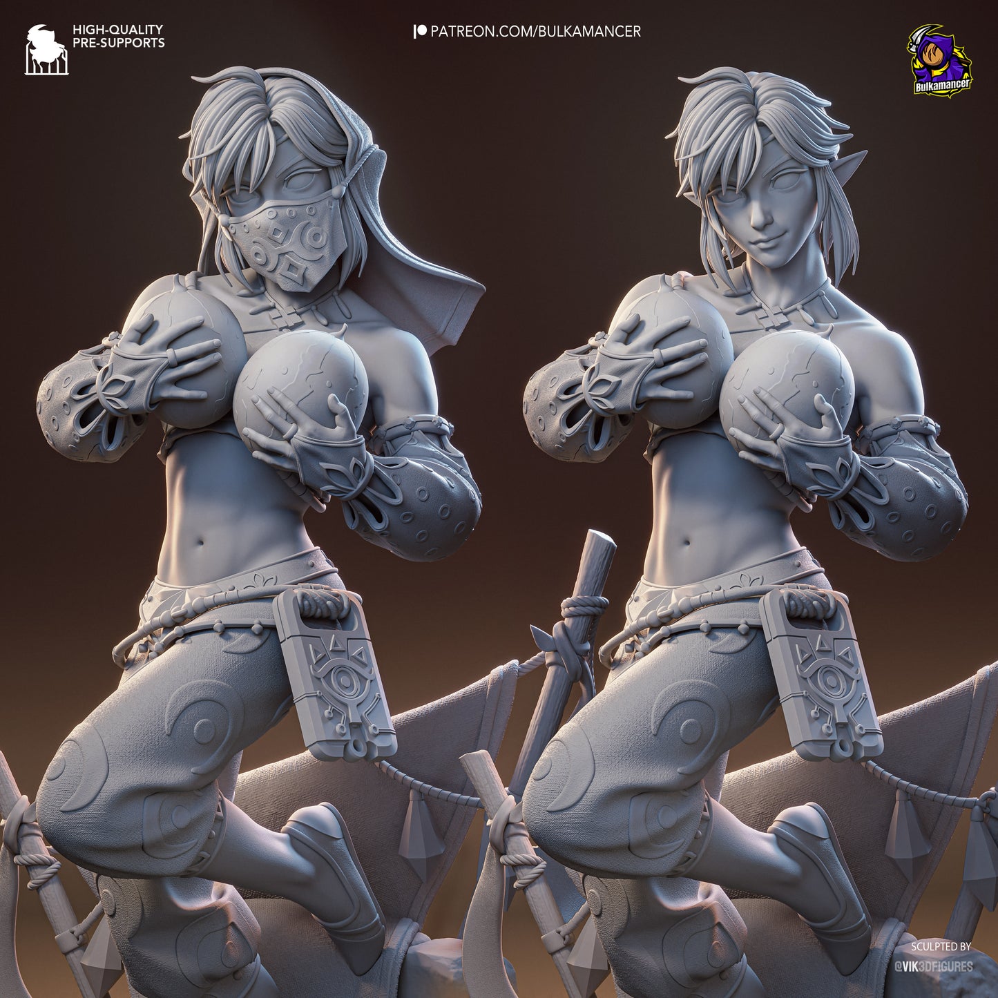 Gerudo Link Tears of the Kingdom 1-8 scale figure unpainted front sculpt view