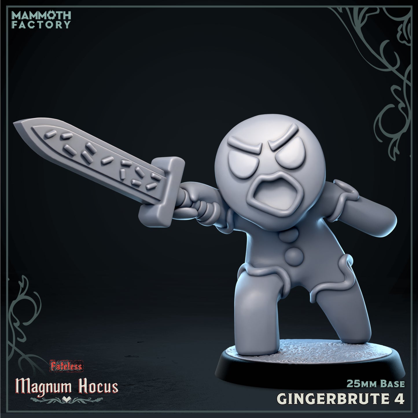 Gingerbrute sword-wielding cookie warrior resin miniature variant 4 from Magnum Hocus
