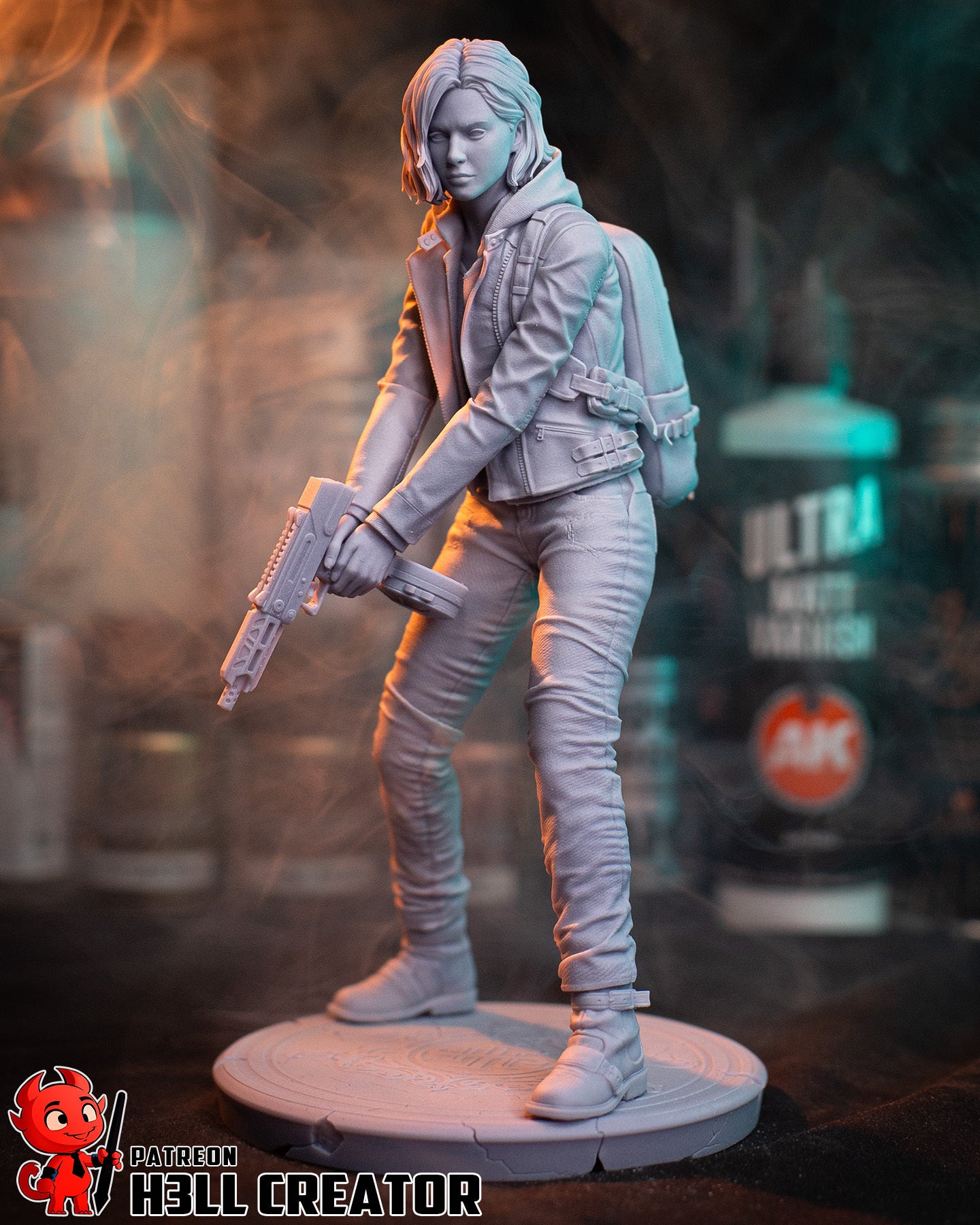 Grace Ashcroft Resident Evil 1:8 scale resin statue grey render tactical stance two handed smg survival horror figure