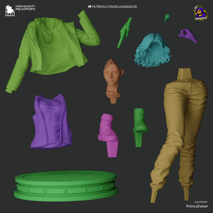 Resident Evil 1:8 scale resin statue parts breakdown unassembled kit components layout including figure body jacket head hair and sewer base