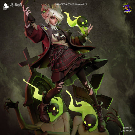 graves deadlock statue color front view glowing skull spirit graveyard base dark fantasy anime figure