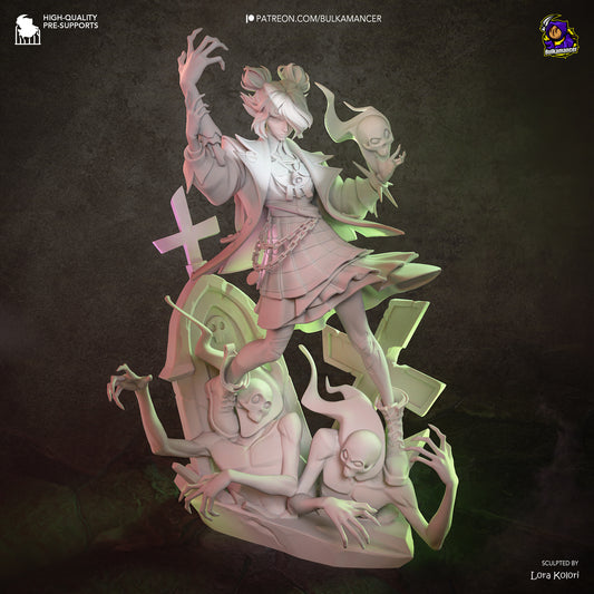 graves statue grey model front view skull spirit grave base sculpt detail anime figure