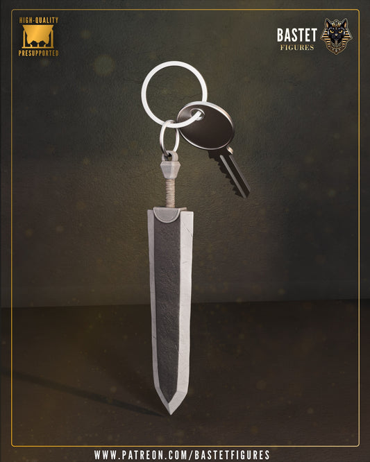 Guts sword keychain Berserk Dragon Slayer mini replica anime weapon keychain oversized blade design rugged texture collectible accessory