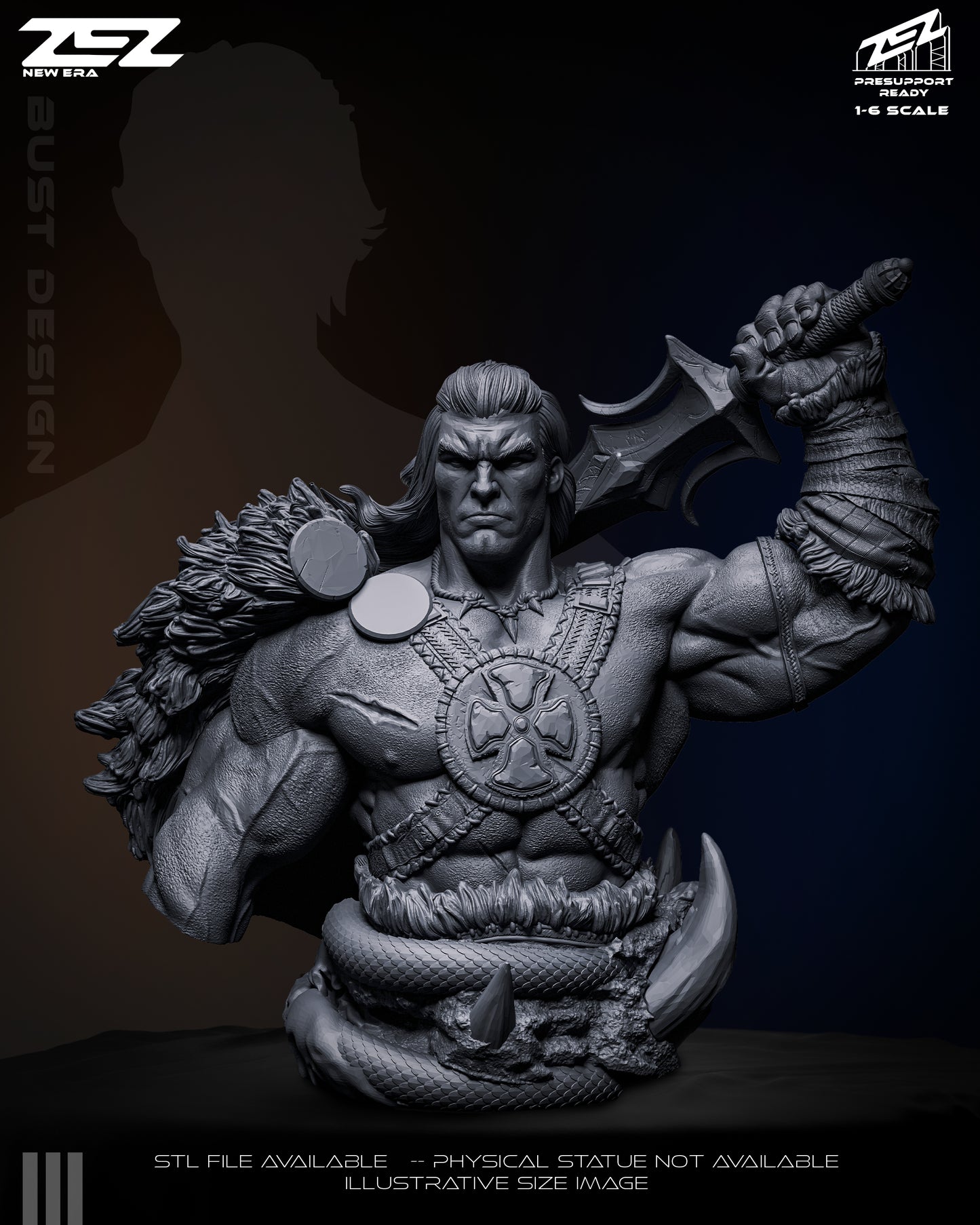 He Man Masters of the Universe Bust Unpainted Front View