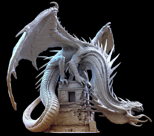 Heavenly Ophidian miniature with its serpentine body, sharp spines, and detailed temple ruins base.