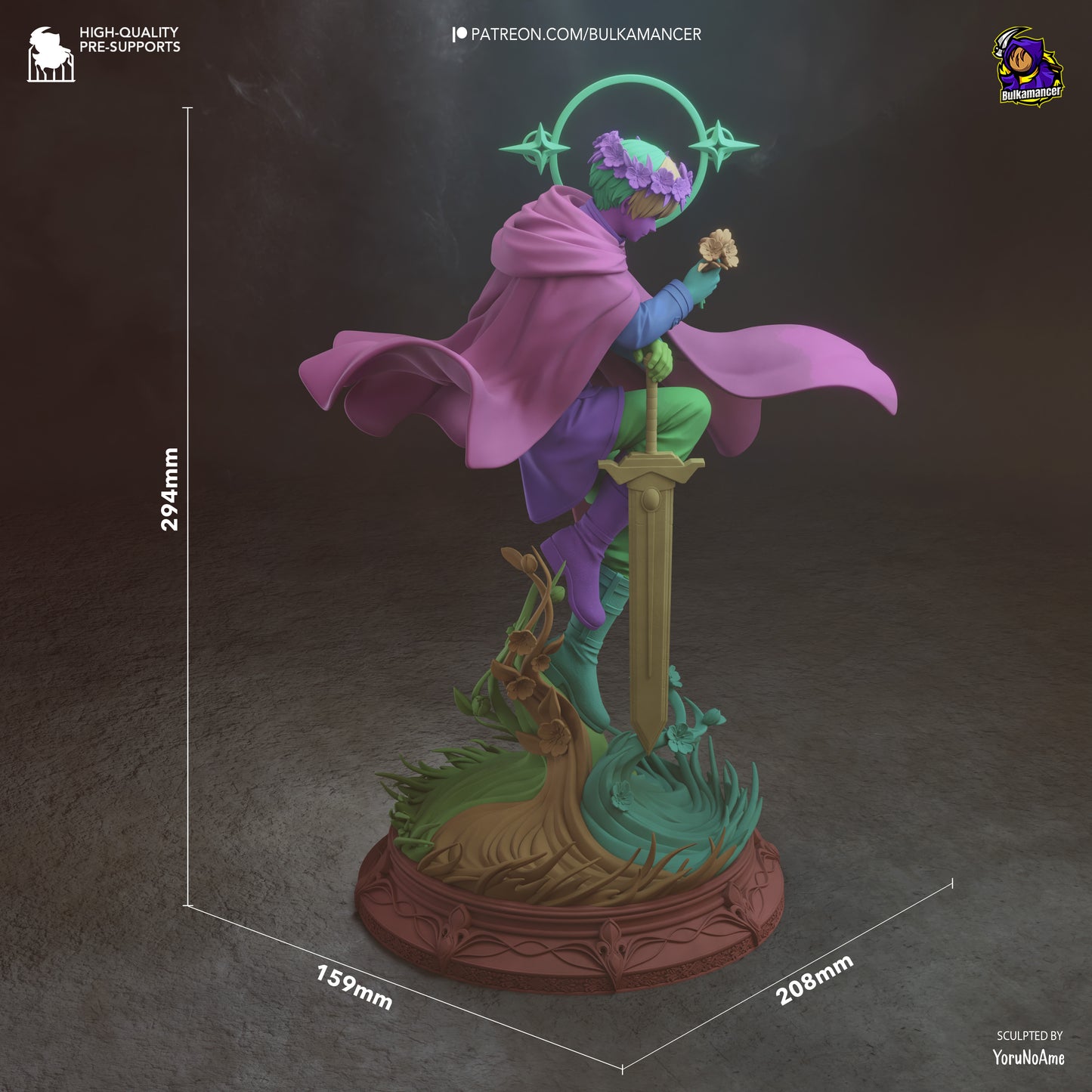 Himmel statue dimensions diagram, 1-8 scale resin figure size reference, Frieren Beyond Journeys End measurements