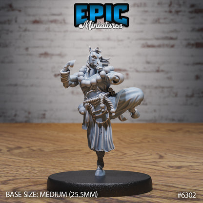 horsefolk monk resin tabletop miniature anthropomorphic horse martial artist performing high kick attack fantasy rpg character