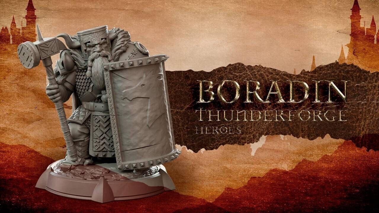 Boradin Thunderforge, a dwarf paladin/fighter, wielding a massive hammer and a shield as big as his determination. Ready to hammer his way through adventures and maybe grab a pint after.