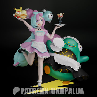 Iono Pocket Monsters 1:7 scale figure front view showing idol pose dessert trays mascot companion and dynamic stance