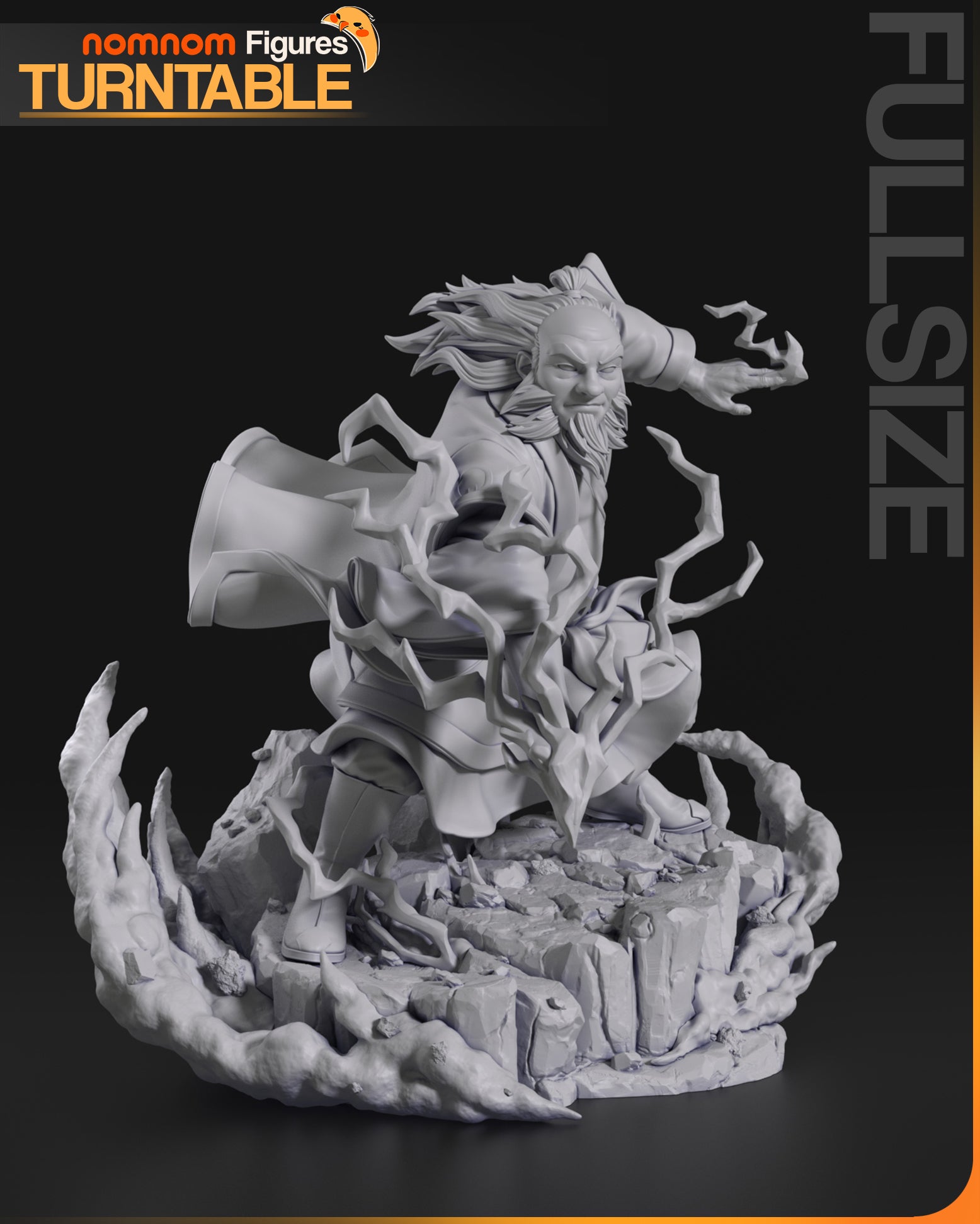 Iroh Avatar The Last Airbender 1:10 scale resin statue dynamic lightning pose rocky base display collectible