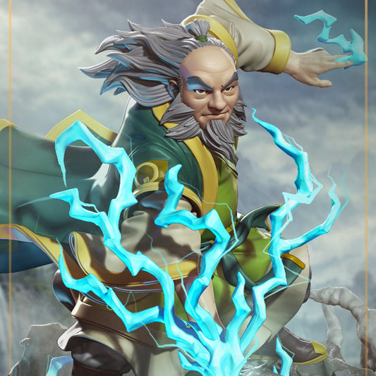 Iroh Avatar The Last Airbender 1:10 scale resin statue painted lightning energy effect rocky terrain base