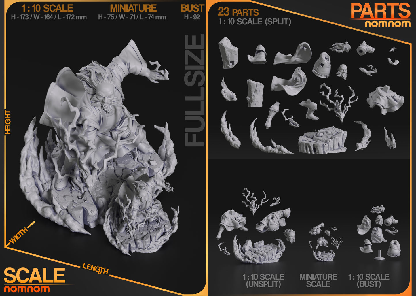 Iroh Avatar The Last Airbender resin statue parts breakdown 23 pieces split version miniature and bust components