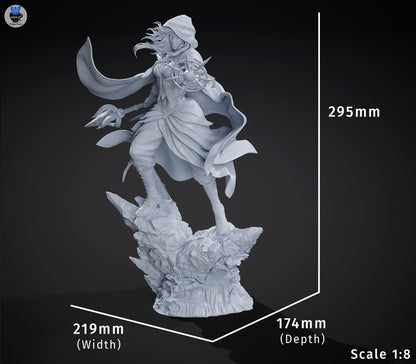 Jaina Proudmoore Warcraft 1-7 scale garage kit dimensions reference image