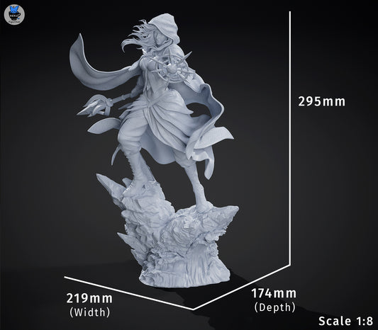 Jaina Proudmoore Warcraft 1-7 scale garage kit dimensions reference image
