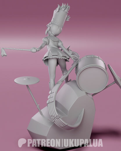 anime figure back view musical base drum detail performance pose resin statue
