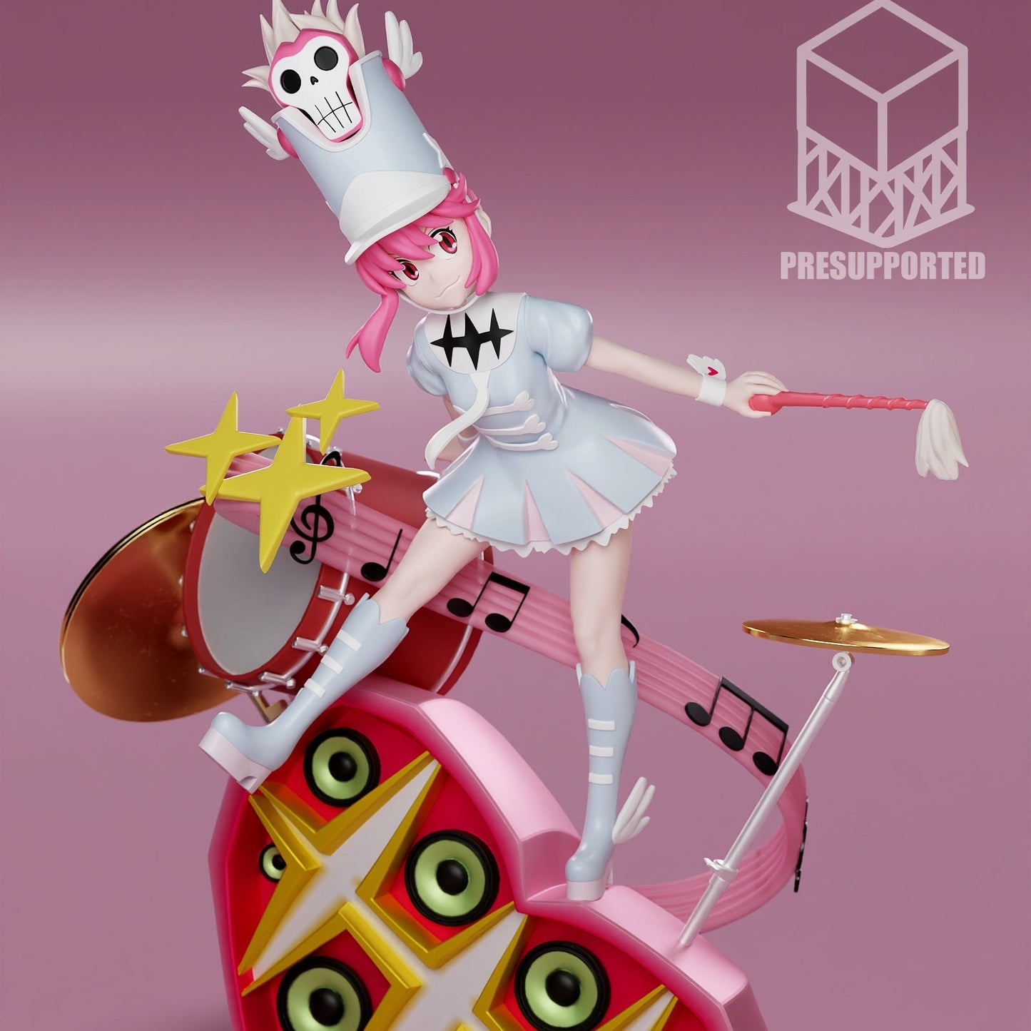 anime nonon jakuzure figure drum base baton performance pose resin statue