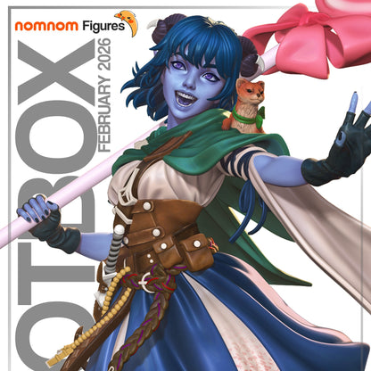 Jester Mighty Nein 1:10 scale figure tiefling cleric holding lollipop staff green cloak flowing Sprinkle on shoulder Critical Role statue