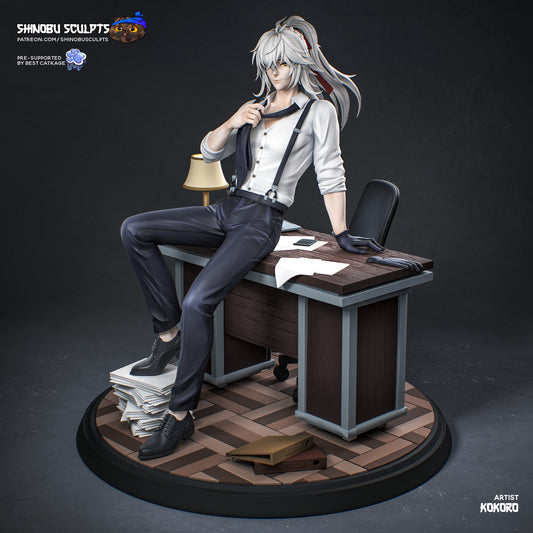 Jing Yuan Honkai Star Rail anime figure painted version desk pose white hair uniform resin statue