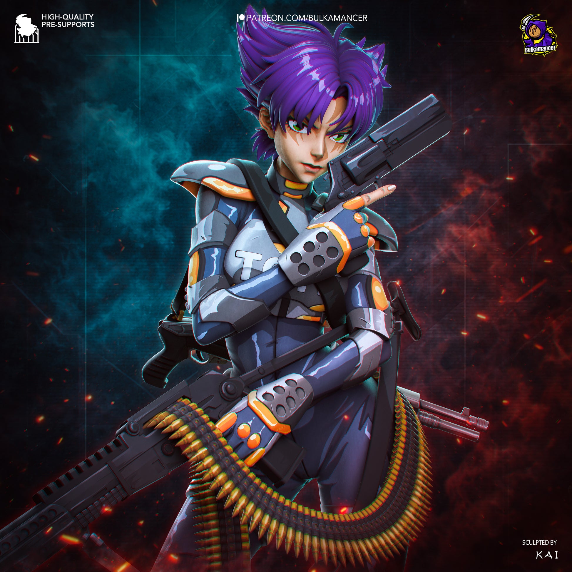 Konoko Oni Bungie video game 1:8 scale colored render showing anime inspired armor weapons and combat pose