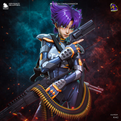 Konoko Oni Bungie video game 1:8 scale colored render showing anime inspired armor weapons and combat pose