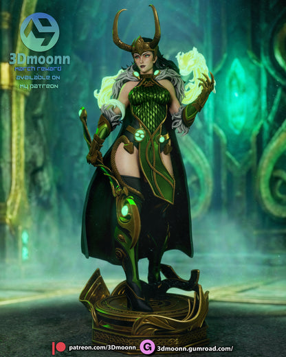 Lady Loki Marvel Comics 1-6 scale figure front view with magical effects and Asgardian armor