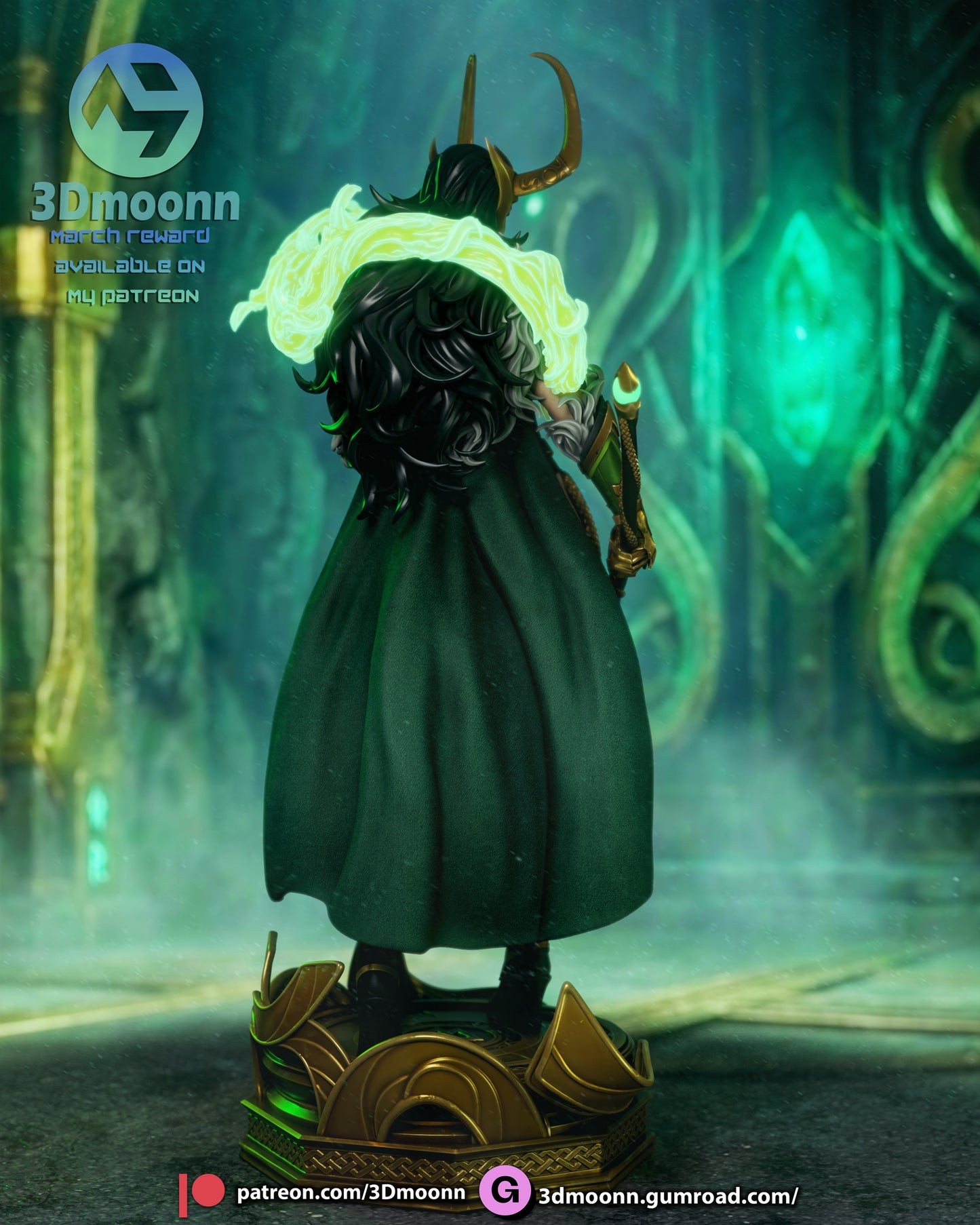 Lady Loki Marvel Comics 1-6 scale figure rear view showing flowing cape and magical spirit effect
