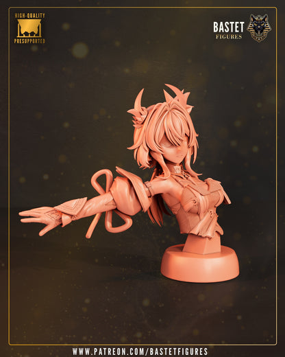 Laevatain Arknights Endfield resin bust unpainted sculpt anime collectible detailed armor hair
