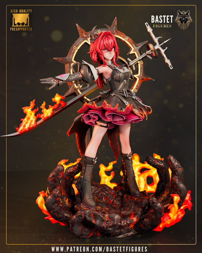 Laevatain Arknights Endfield resin statue front view flame sword halo base anime figure collectible