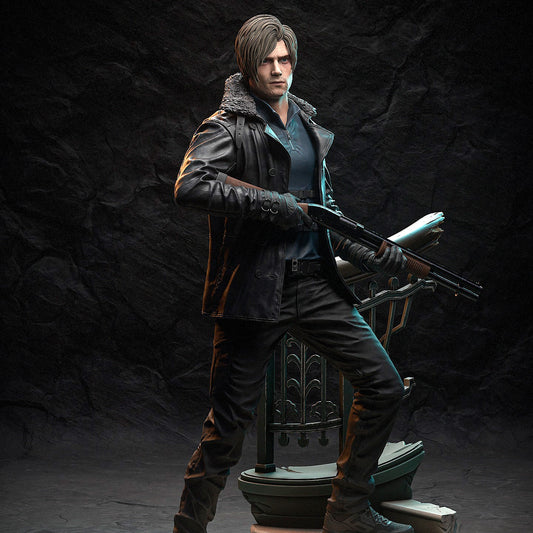 Leon Kennedy Resident Evil 1:8 scale resin collector statue fully painted dynamic pose shotgun staircase diorama display collectible