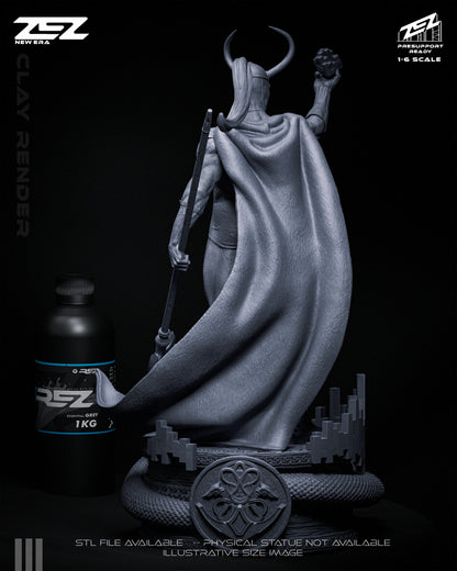 Loki resin statue back view cape detail armor sculpt serpent base collectible figure